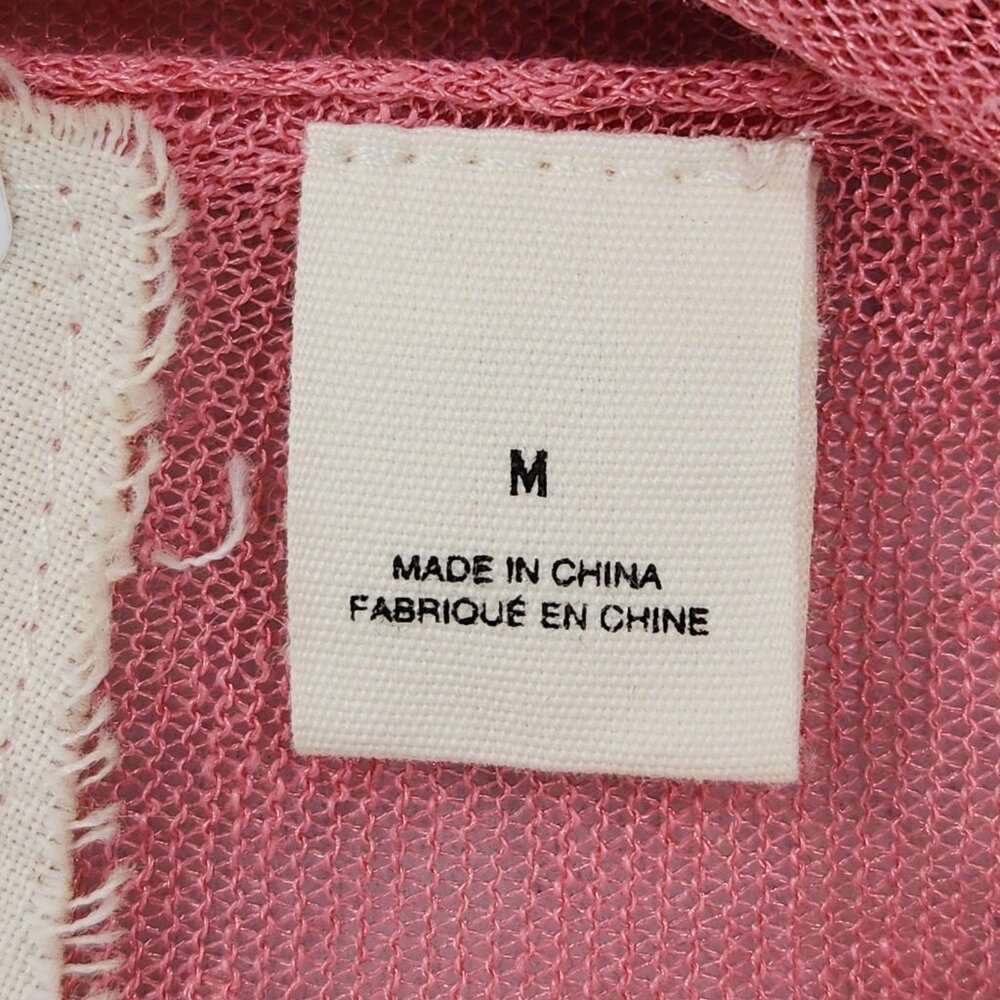 Anthropologie Angel Of The North Sweater Women Medium Pink Linen Blend Tie Front - Picture 12 of 16